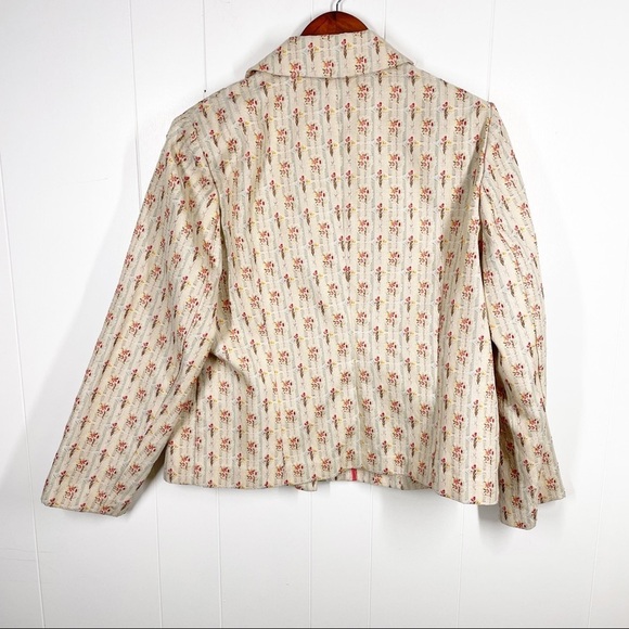 Sag Harbor Cream Floral Long Two Button Plus Size Blazer 16 - Picture 2 of 5